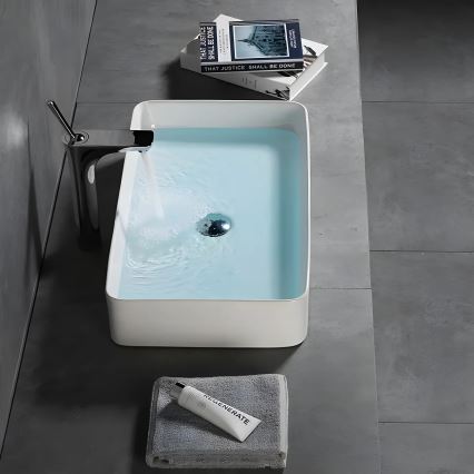 REA-U4800 - Lavabo da appoggio DENIS 35x61,5 cm ceramica/bianco lucido