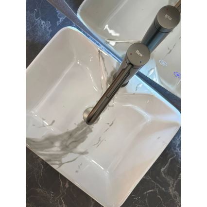 REA-U5052 - Lavabo da appoggio KELLY 38x49 cm ceramica/bianco/effetto marmo