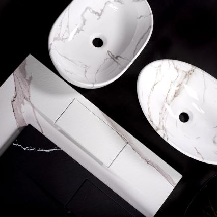 REA-U5052 - Lavabo da appoggio KELLY 38x49 cm ceramica/bianco/effetto marmo