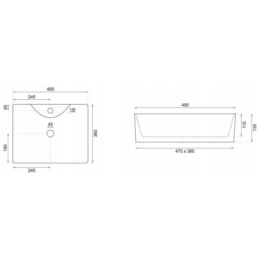 REA-U5052 - Lavabo da appoggio KELLY 38x49 cm ceramica/bianco/effetto marmo