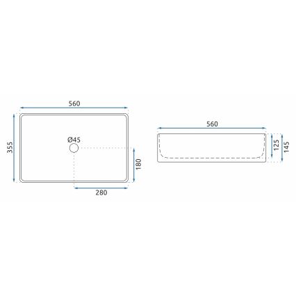 REA-U5055 - Lavabo da appoggio BERTA 35,5x56 cm ceramica/bianco lucido