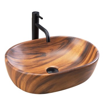 REA-U5060 - Lavabo da appoggio AMELIA 34,5x48 cm ceramica/effetto legno