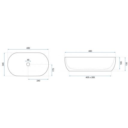 REA-U5060 - Lavabo da appoggio AMELIA 34,5x48 cm ceramica/effetto legno