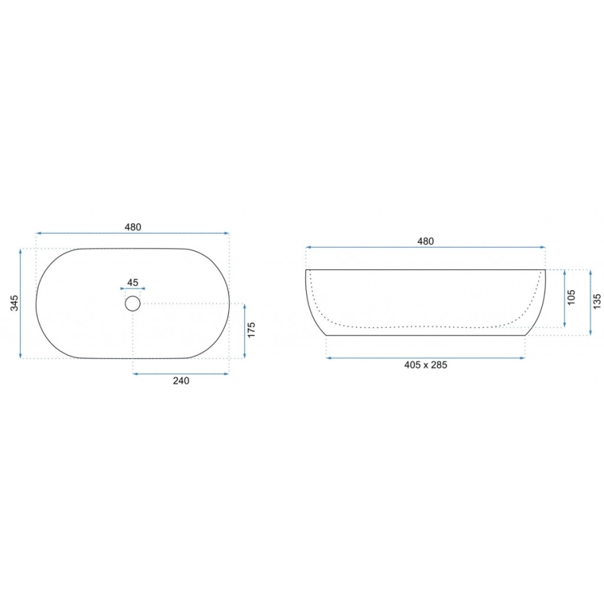 REA-U5060 - Lavabo da appoggio AMELIA 34,5x48 cm ceramica/effetto legno