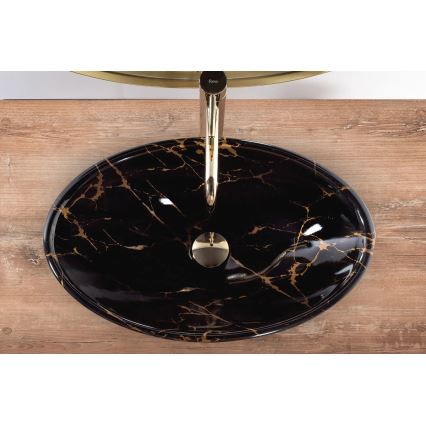 REA-U5067 - Lavabo da appoggio PAMELA 33x53 cm in ceramica, nero effetto pietra