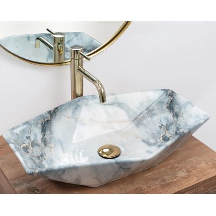 REA-U5602 - Lavabo da appoggio VEGAS 37x57 cm in ceramica/effetto pietra