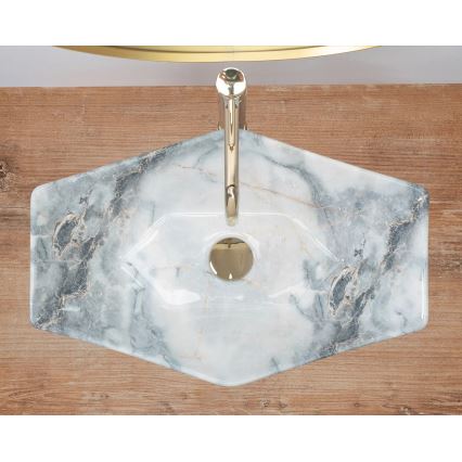 REA-U5602 - Lavabo da appoggio VEGAS 37x57 cm in ceramica/effetto pietra