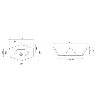 REA-U5602 - Lavabo da appoggio VEGAS 37x57 cm in ceramica/effetto pietra