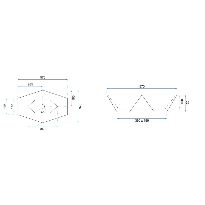 REA-U5602 - Lavabo da appoggio VEGAS 37x57 cm in ceramica/effetto pietra