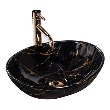 REA-U5611 - Lavabo da appoggio SOFIA 34,5x41 cm ceramica/nero/effetto marmo