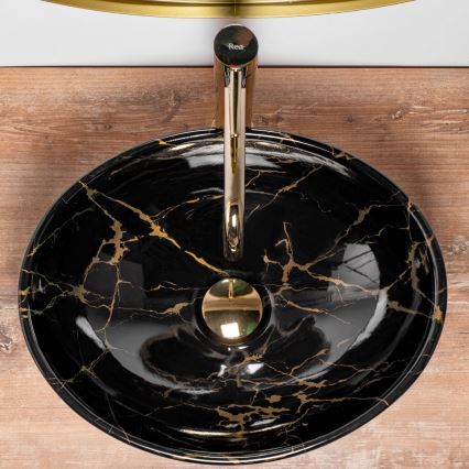 REA-U5611 - Lavabo da appoggio SOFIA 34,5x41 cm ceramica/nero/effetto marmo