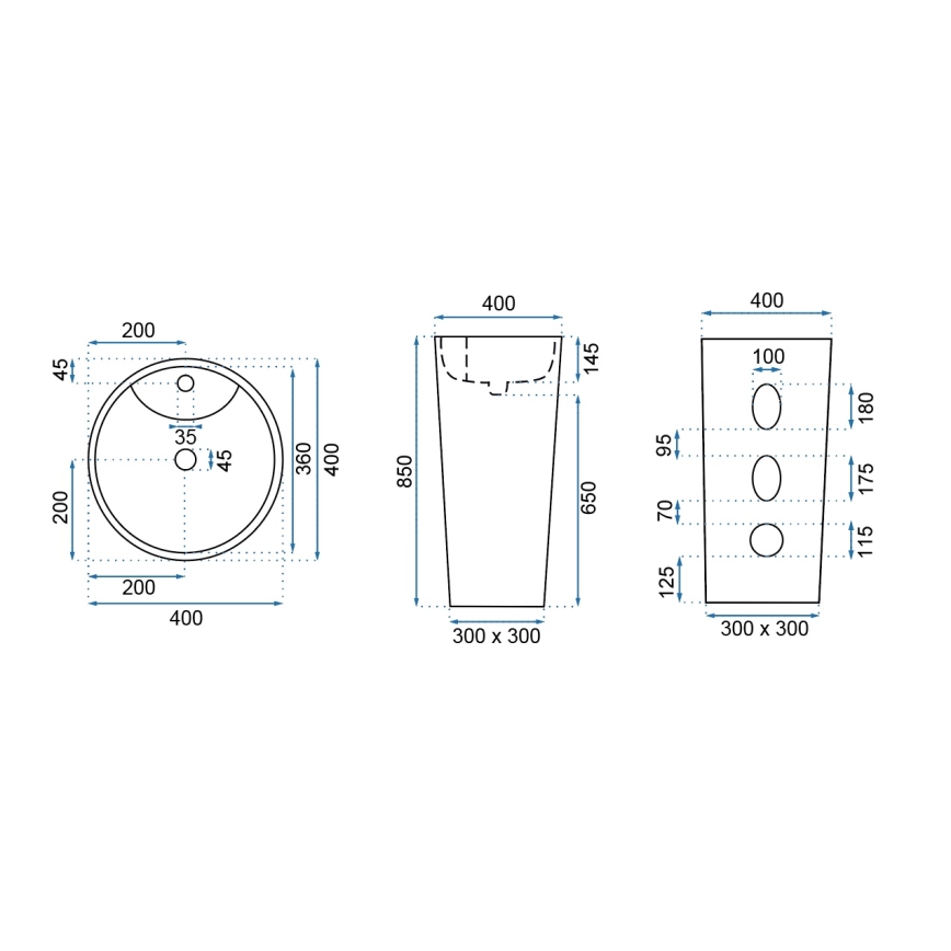 REA-U5635 - Lavabo autoportante BLANKA 85x40 cm ceramica/bianco lucido