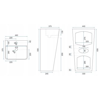 REA-U5637 - Lavabo freestanding ARIS 37,5x44 cm ceramica/bianco lucido
