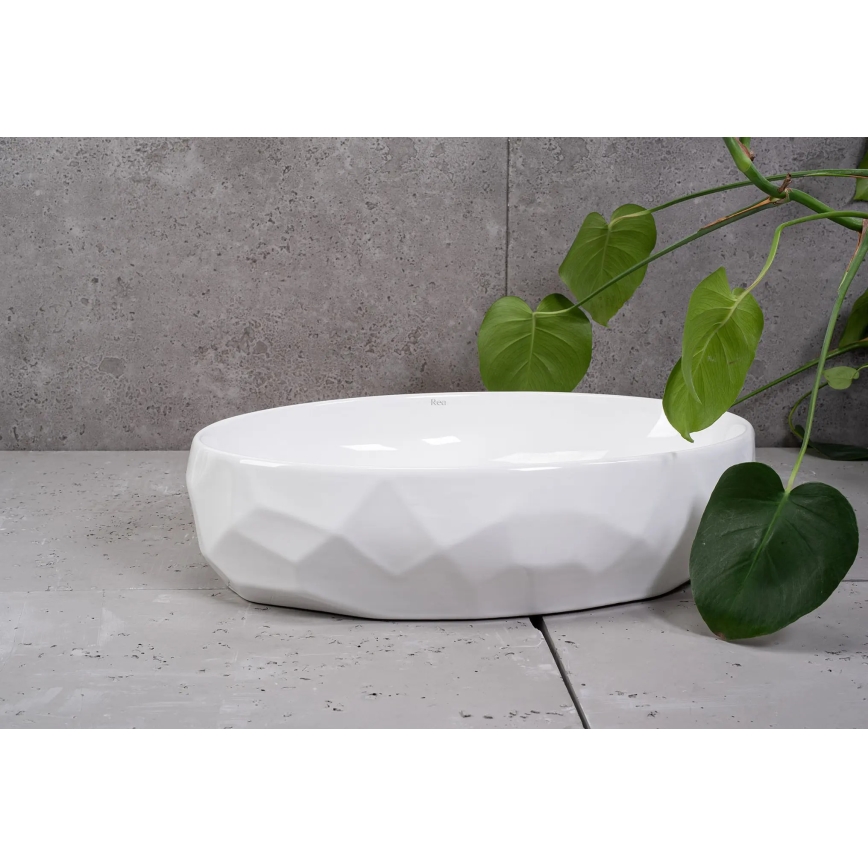 REA-U5660 - Lavabo da appoggio MAYA 39x60 cm ceramica/bianco lucido