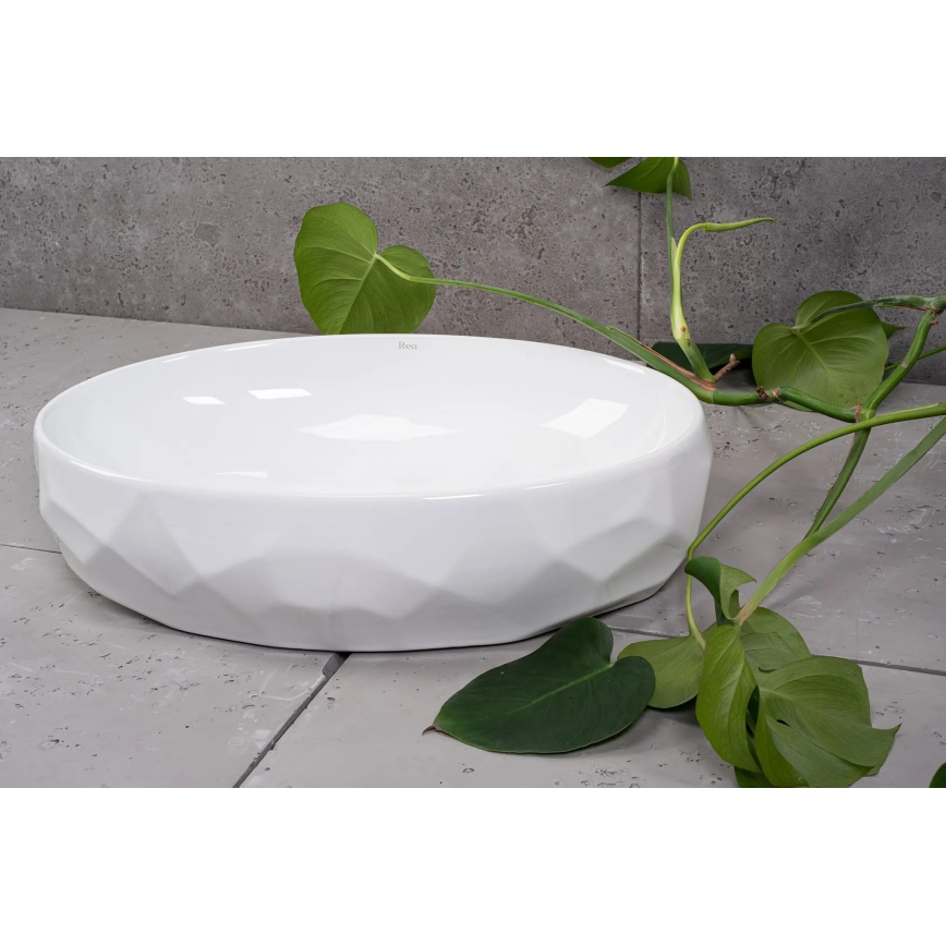 REA-U5660 - Lavabo da appoggio MAYA 39x60 cm ceramica/bianco lucido
