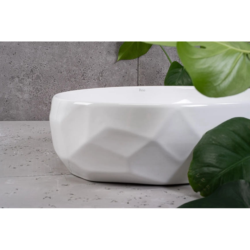 REA-U5660 - Lavabo da appoggio MAYA 39x60 cm ceramica/bianco lucido