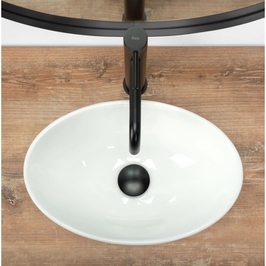 REA-U5804 - Lavabo da appoggio PAMELA MINI 26,5x40 cm ceramica/bianco lucido