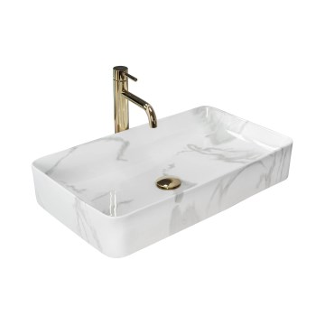 REA-U5896 - Lavabo da appoggio DENIS 35x61,5 cm, in ceramica con finitura effetto marmo