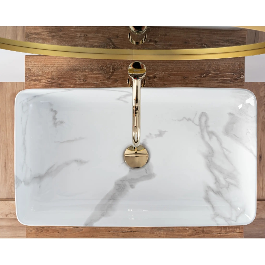 REA-U5896 - Lavabo da appoggio DENIS 35x61,5 cm, in ceramica con finitura effetto marmo
