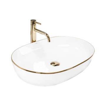 REA-U6211 - Lavabo da appoggio CLEO 41x60,5 cm ceramica/bianco/oro