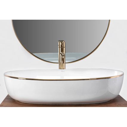 REA-U6211 - Lavabo da appoggio CLEO 41x60,5 cm ceramica/bianco/oro