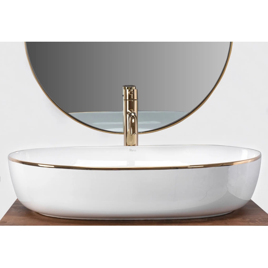 REA-U6211 - Lavabo da appoggio CLEO 41x60,5 cm ceramica/bianco/oro