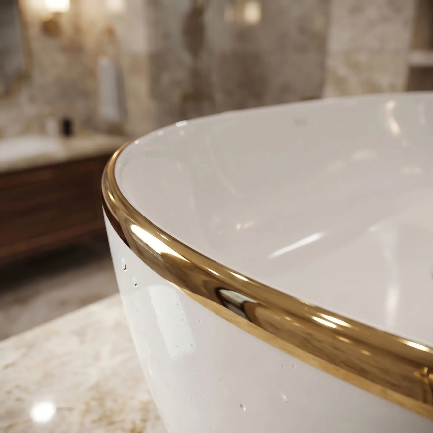 REA-U6211 - Lavabo da appoggio CLEO 41x60,5 cm ceramica/bianco/oro
