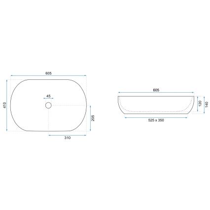 REA-U6211 - Lavabo da appoggio CLEO 41x60,5 cm ceramica/bianco/oro