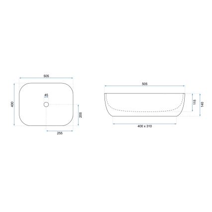 REA-U6300 - Lavabo da appoggio MONA SLIM 40x50,5 cm ceramica/bianco lucido