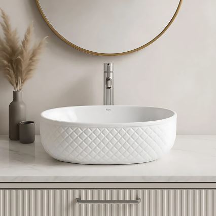 REA-U6366 - Lavabo da appoggio OKTAWIA 35,5 x 50 cm ceramica/bianco