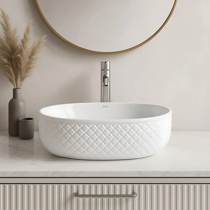 REA-U6366 - Lavabo da appoggio OKTAWIA 35,5 x 50 cm ceramica/bianco