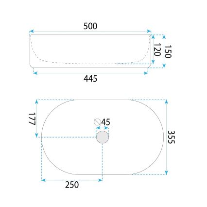 REA-U6366 - Lavabo da appoggio OKTAWIA 35,5 x 50 cm ceramica/bianco