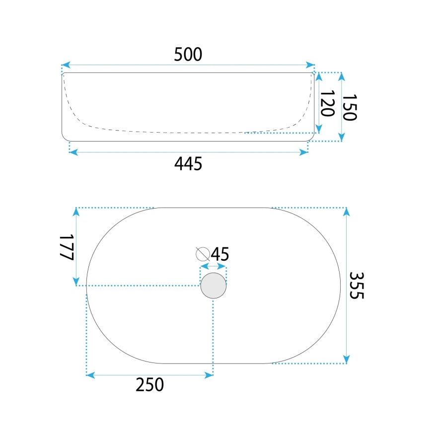 REA-U6366 - Lavabo da appoggio OKTAWIA 35,5 x 50 cm ceramica/bianco