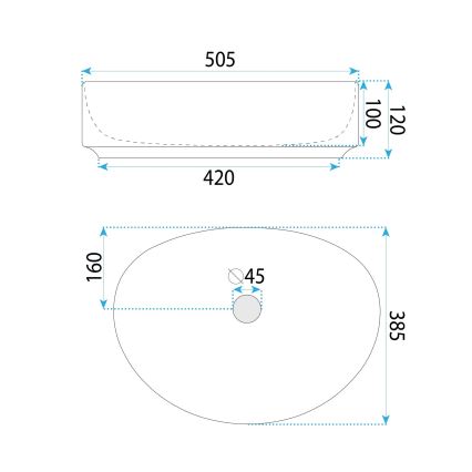 REA-U6370 - Lavabo da appoggio JOANA 38,5x50,5 cm ceramica/bianco lucido