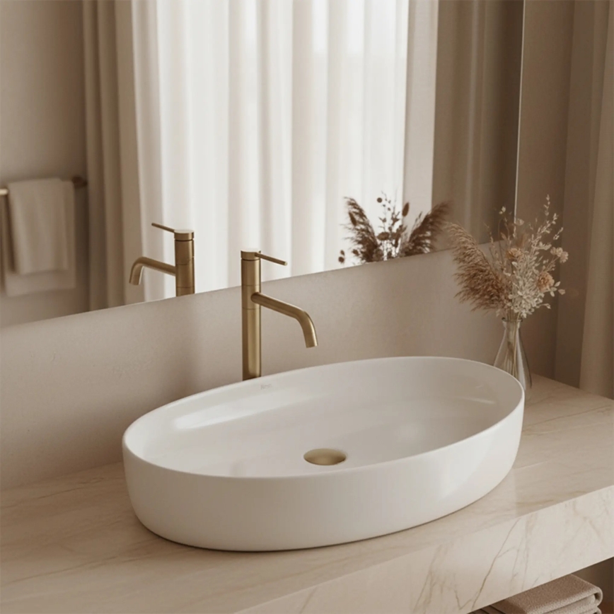 REA-U6371 - Lavabo da appoggio JOANA 40,5x65,5 cm ceramica/bianco lucido