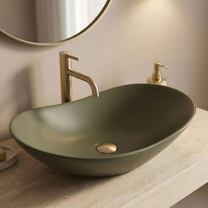 REA-U6372 - Lavabo da appoggio ROYAL 35,5x61,5 cm ceramica/verde oliva