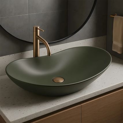 REA-U6372 - Lavabo da appoggio ROYAL 35,5x61,5 cm ceramica/verde oliva