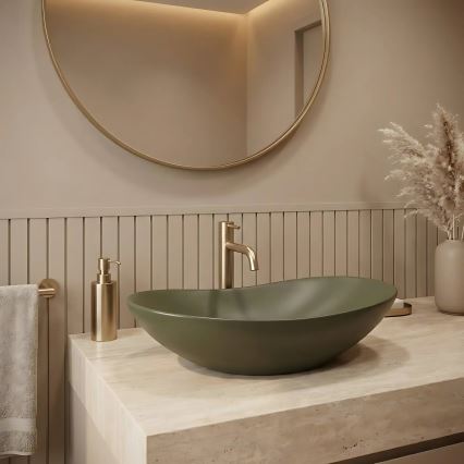 REA-U6372 - Lavabo da appoggio ROYAL 35,5x61,5 cm ceramica/verde oliva