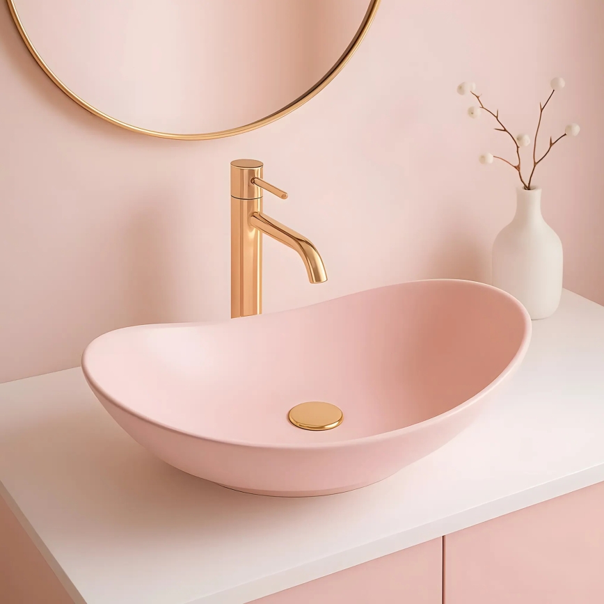 REA-U6374 - Lavabo da appoggio ROYAL 35,5x61,5 cm ceramica/rosa opaco