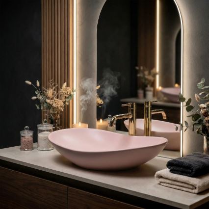REA-U6374 - Lavabo da appoggio ROYAL 35,5x61,5 cm ceramica/rosa opaco