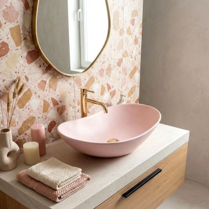 REA-U6374 - Lavabo da appoggio ROYAL 35,5x61,5 cm ceramica/rosa opaco