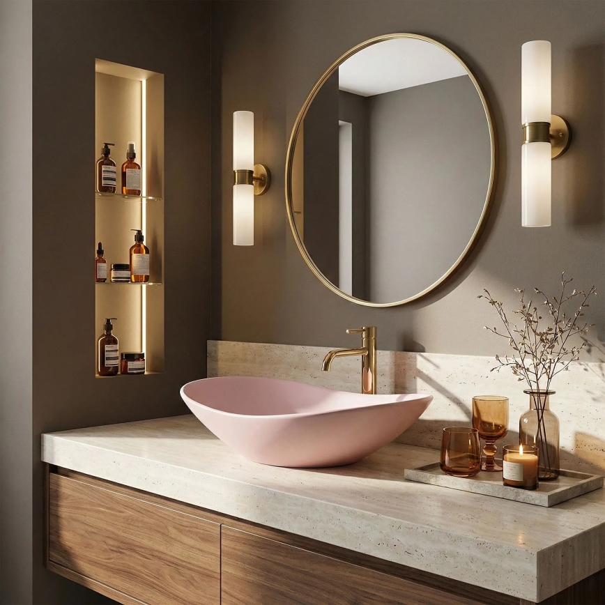REA-U6374 - Lavabo da appoggio ROYAL 35,5x61,5 cm ceramica/rosa opaco