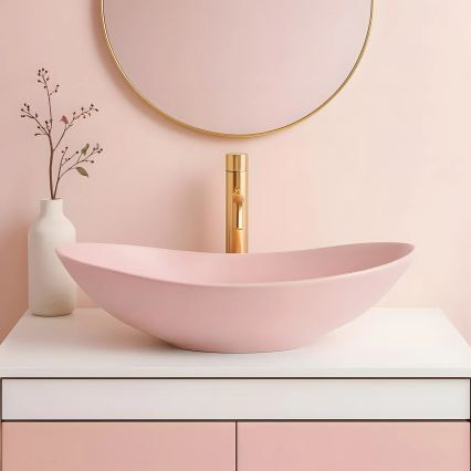 REA-U6374 - Lavabo da appoggio ROYAL 35,5x61,5 cm ceramica/rosa opaco
