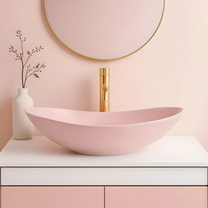 REA-U6374 - Lavabo da appoggio ROYAL 35,5x61,5 cm ceramica/rosa opaco
