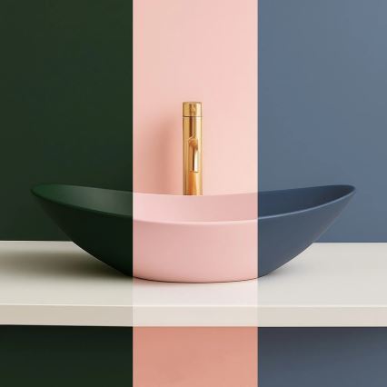 REA-U6374 - Lavabo da appoggio ROYAL 35,5x61,5 cm ceramica/rosa opaco