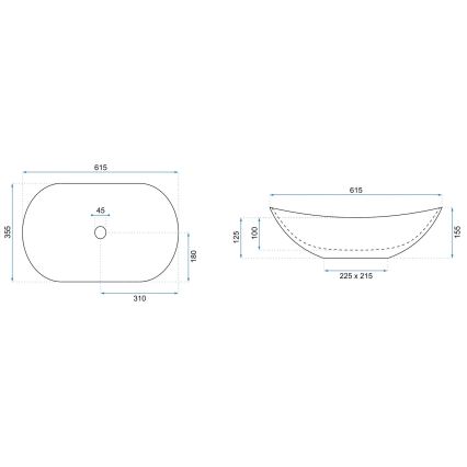 REA-U6374 - Lavabo da appoggio ROYAL 35,5x61,5 cm ceramica/rosa opaco