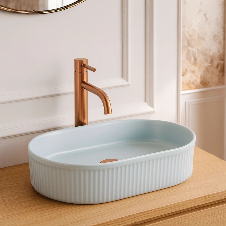 REA-U6375 - Lavabo da appoggio VANDA 31x49 cm ceramica/blu opaco