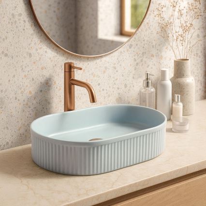 REA-U6375 - Lavabo da appoggio VANDA 31x49 cm ceramica/blu opaco