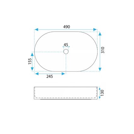 REA-U6375 - Lavabo da appoggio VANDA 31x49 cm ceramica/blu opaco
