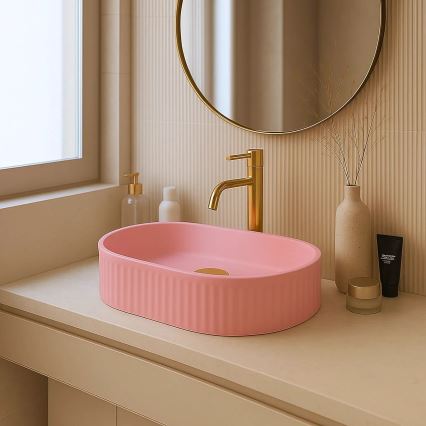 REA-U6376 - Lavabo da appoggio VANDA 31x49 cm ceramica/rosa opaca